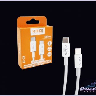 Cabo Carregador Turbo Tipo C para Tipo C 60W Kaidi – 1 metro