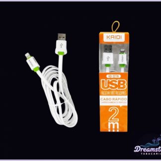 Cabo Carregador Turbo USB para iOS/iPhone Kaidi – 2 Metros