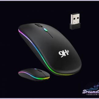 Mouse Óptico Sem Fio RGB 2.4GHz 9H A6015 USB Bluetooth Preto